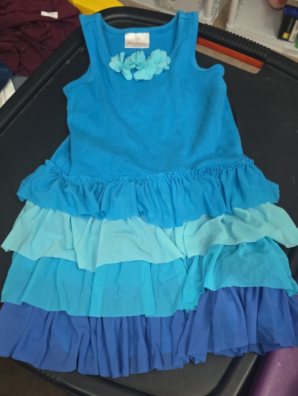 Hanna Andersson Girls Layered Blue Dress. Size 110. GUC